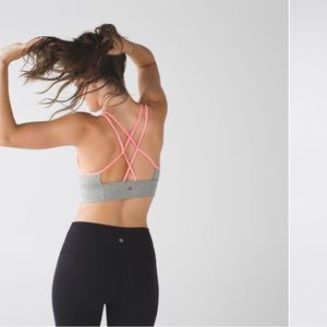 Lululemon Superb Bra Heathered Medium Grey/Grapefruit Size 6